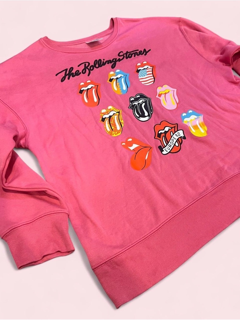Biker Core Pink The Rolling Stones Graphic Sweatshirt Size Large